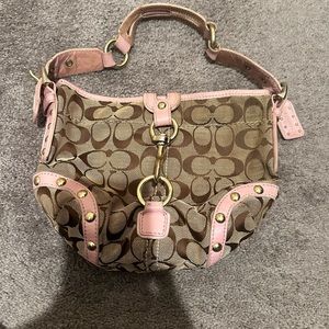 Vintage pink and brown Coach purse